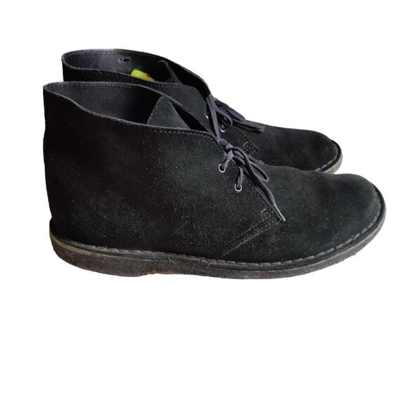 Clarks Originals Desert Chukka Boot Men Sz 10 Black Suede Natural Crepe Gum Sole - Picture 3 of 12